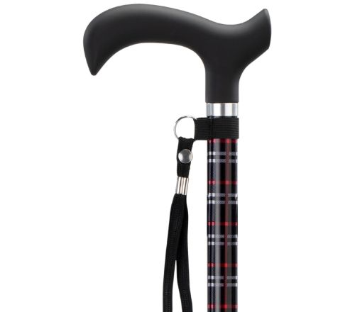 MultiMotion wandelstok - Geruit (ingezoomd op handvat en kleur van de buis)