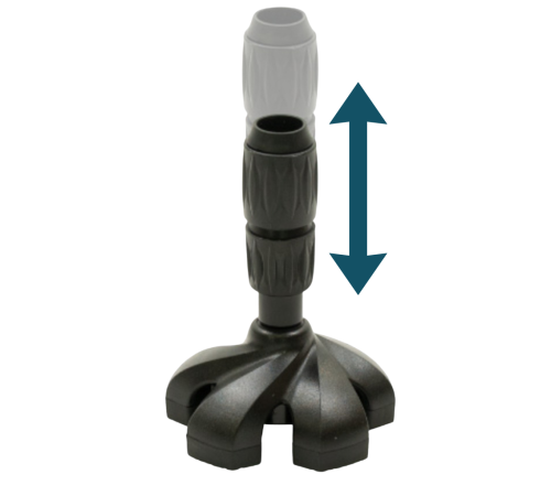 MultiMotion Stokdop met vering (illustratie hoe ver de stokdop kan inveren)