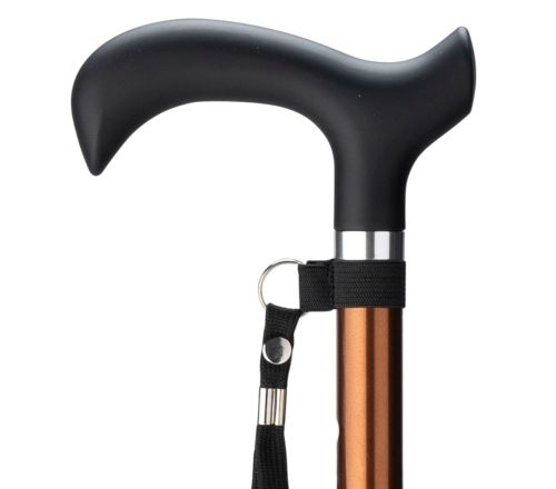 MultiMotion wandelstok - Bruin (ingezoomd op handvat en kleur van de buis)