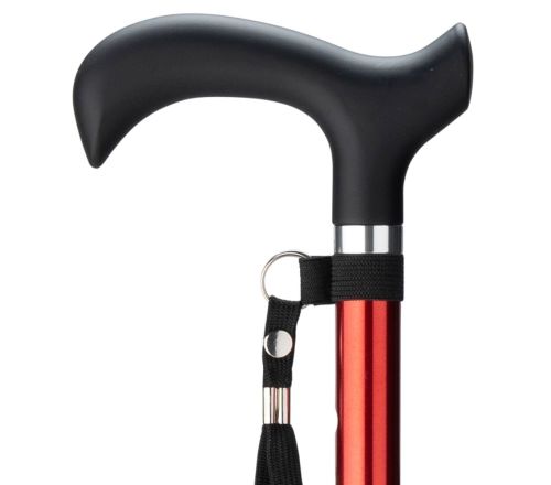 MultiMotion wandelstok - Rood (ingezoomd op handvat en kleur van de buis)