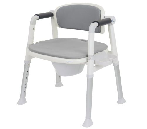 MultiMotion Commode Douche-/Toiletstoel Grijs - Voorzijde schuin