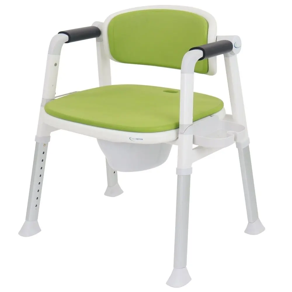 MultiMotion Commode Douche-/Toiletstoel Groen - Voorzijde schuin