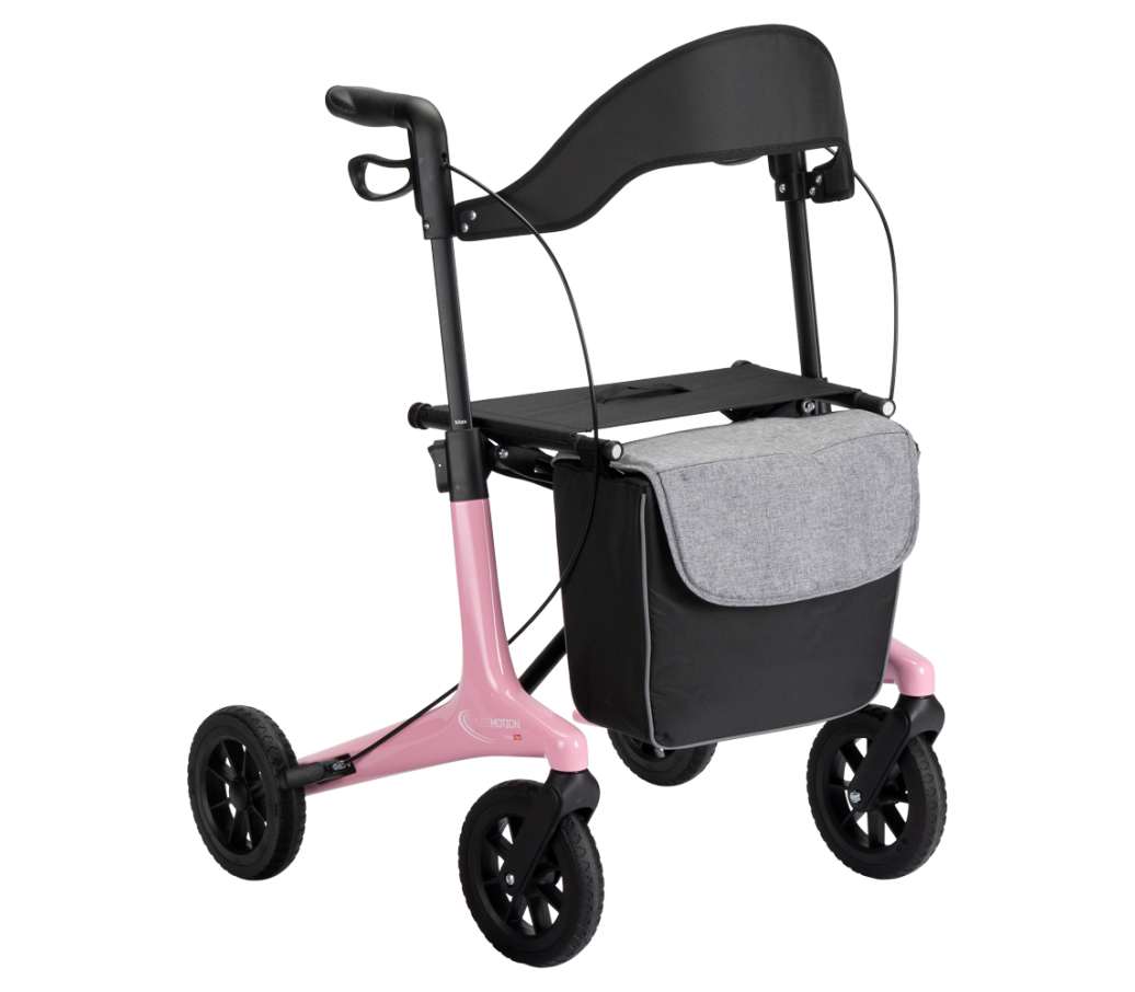 MultiMotion Carbon rollator - Roze - M (vooraanzicht) MultiMotion Carbon rollator - Roze - M (vooraanzicht)
