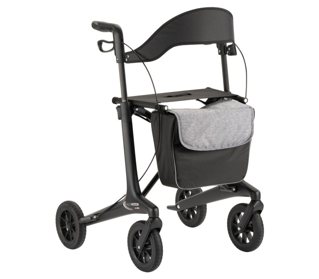 MultiMotion Carbon rollator zwart - voorzijde MultiMotion Carbon rollator zwart - voorzijde
