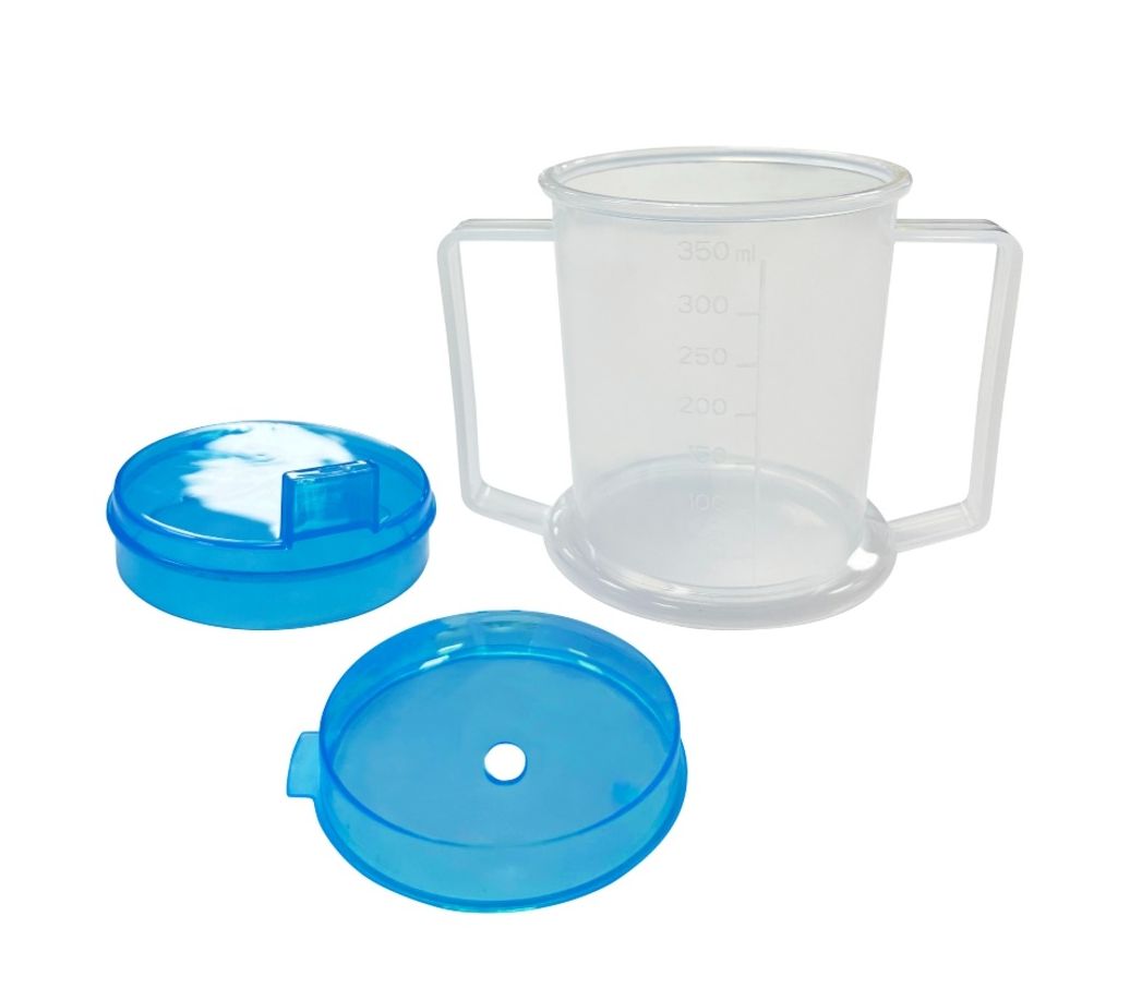 MultiMotion Drinkbeker met 2 handvatten (de 2 deksels los naast de beker)