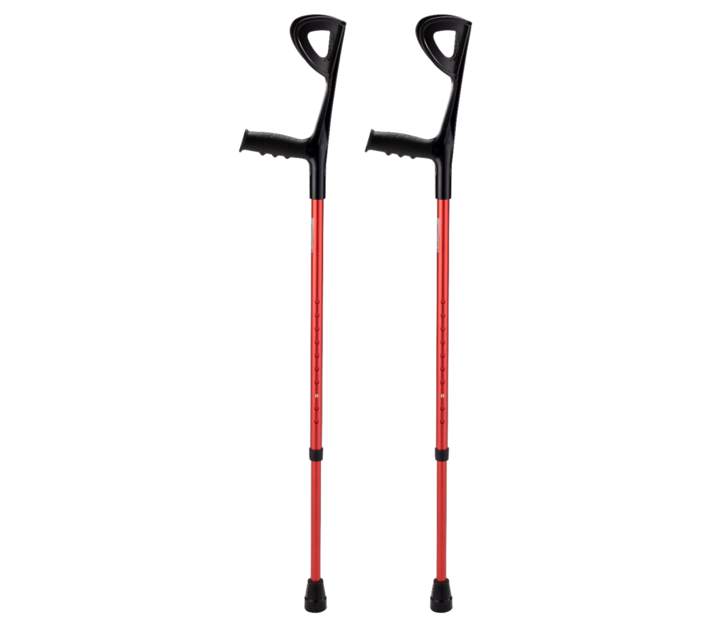 MultiMotion elleboogkrukken met open manchet - Rood MultiMotion elleboogkrukken met open manchet - Rood