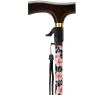 MultiMotion wandelstok met drukknop bediening - Bloemen (ingezoomd op het handvat en de drukknop bediening) MultiMotion wandelstok met drukknop bediening - Bloemen (ingezoomd op het handvat en de drukknop bediening)