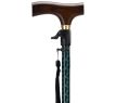 MultiMotion wandelstok met drukknop bediening - Zwart/ groene print (ingezoomd op het handvat met drukknop bediening) MultiMotion wandelstok met drukknop bediening - Zwart/ groene print (ingezoomd op het handvat met drukknop bediening)