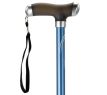 MultiMotion wandelstok met siliconen handvat - Blauw (ingezoomd op de bovenkant van de wandelstok) MultiMotion wandelstok met siliconen handvat - Blauw (ingezoomd op de bovenkant van de wandelstok)