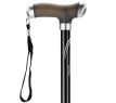 MultiMotion wandelstok met siliconen handvat - Zwart (ingezoomd op de bovenkant van de wandelstok) MultiMotion wandelstok met siliconen handvat - Zwart (ingezoomd op de bovenkant van de wandelstok)