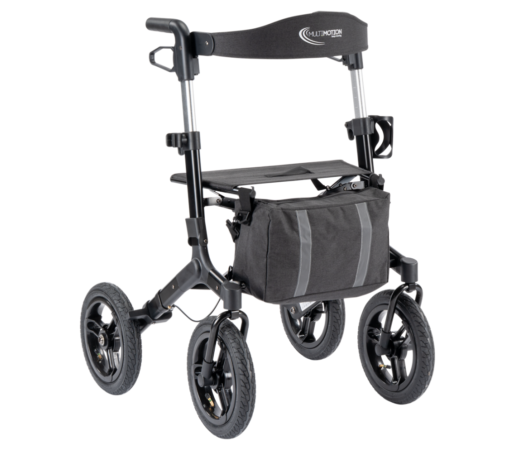 MultiMotion Outdoor rollator - Zwart (voorzijde) MultiMotion Outdoor rollator - Zwart (voorzijde)