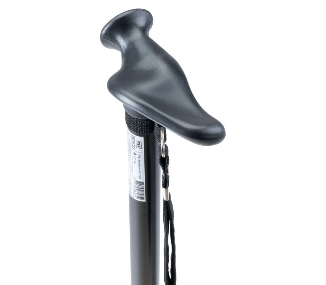 MultiMotion wandelstok met anatomisch handvat - Zwart - Rechts (ingezoomd op handvat) MultiMotion wandelstok met anatomisch handvat - Zwart - Rechts (ingezoomd op handvat)