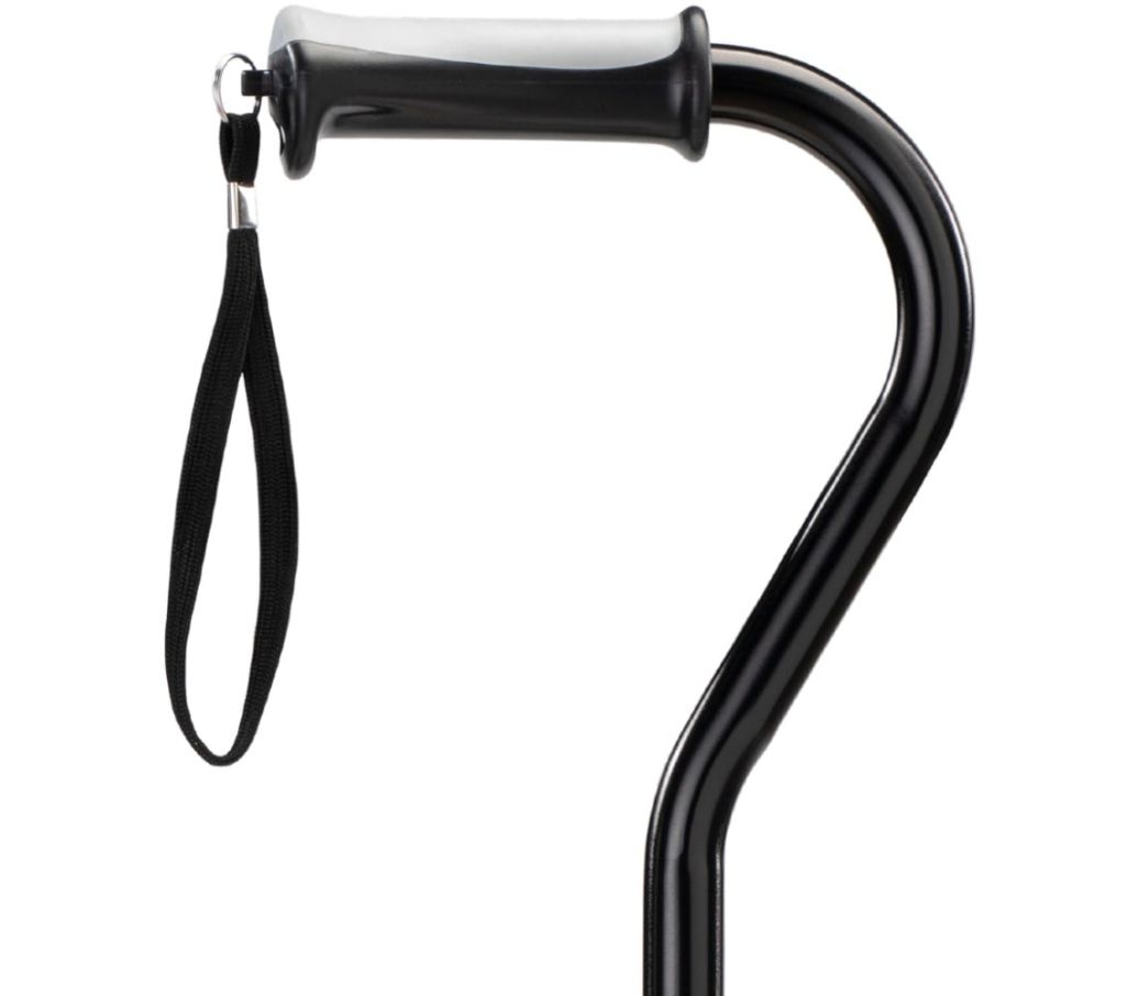 MultiMotion wandelstok met offset handvat - Zwart (ingezoomd op het handvat) MultiMotion wandelstok met offset handvat - Zwart (ingezoomd op het handvat)