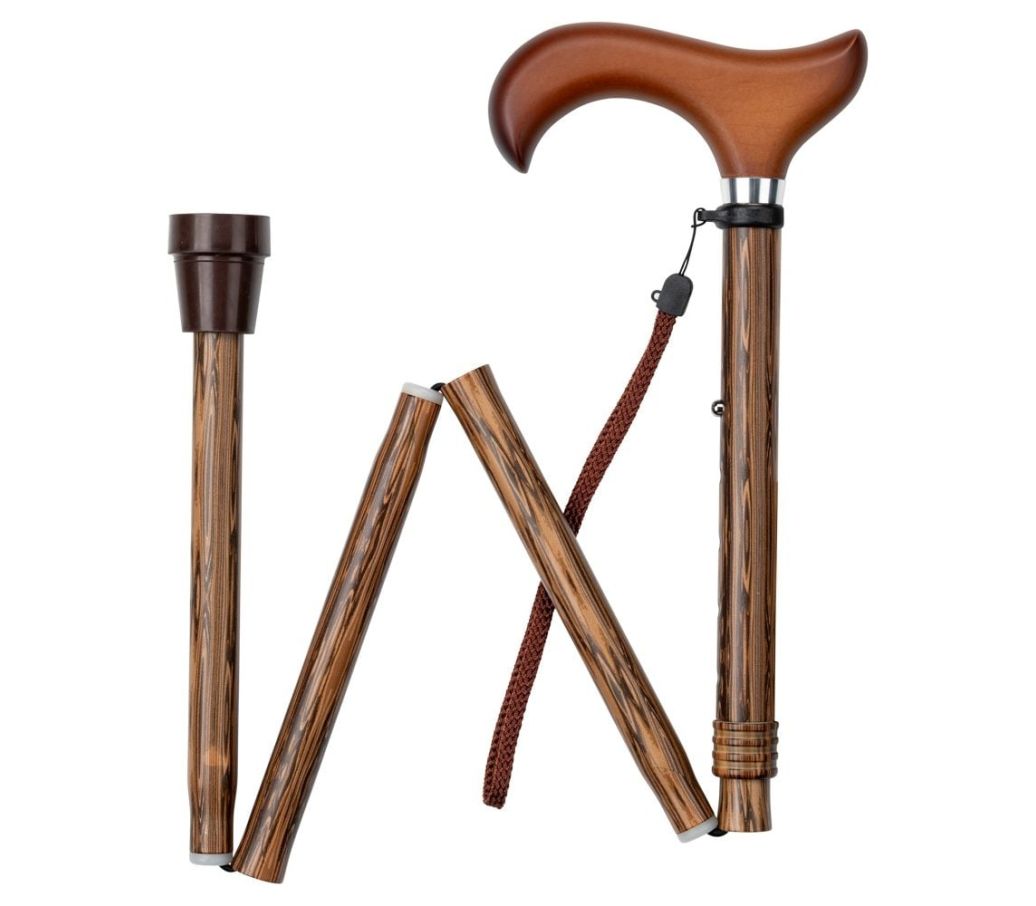 MultiMotion wandelstok opvouwbaar - Hout print opgevouwen MultiMotion wandelstok opvouwbaar - Hout print opgevouwen